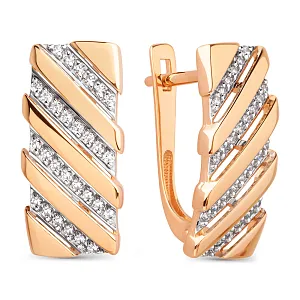 Серьги из красного золота с фианитами