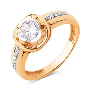 Кольцо из красного золота с фианитами