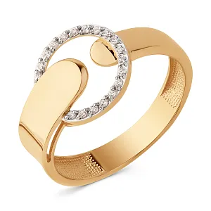 Кольцо из красного золота с фианитами