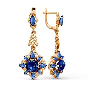 Серьги из красного золота с корундами