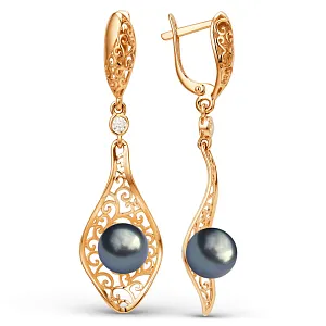 Серьги из красного золота с фианитами