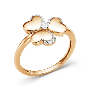 Кольцо из красного золота с фианитами