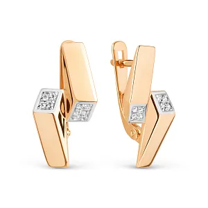 Серьги из красного золота с фианитами