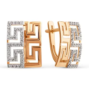 Серьги из красного золота с фианитами