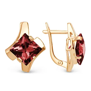 Серьги из красного золота с гранатами