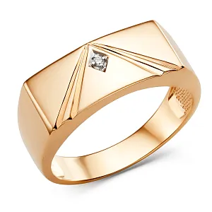 Кольцо из красного золота с фианитом