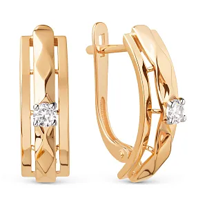 Серьги из красного золота с фианитами