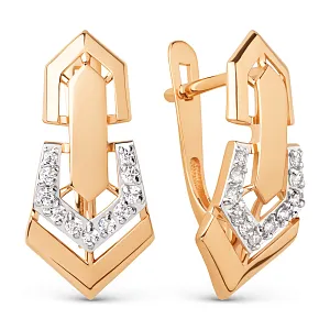 Серьги из красного золота с фианитами