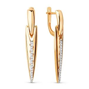 Серьги из красного золота с фианитами