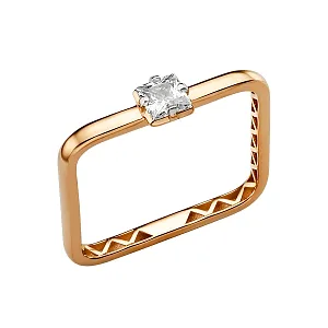 Кольцо из красного золота с фианитом