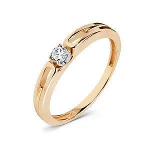 Кольцо из красного золота с фианитом