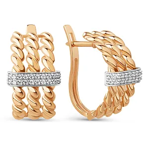 Серьги из красного золота с фианитами