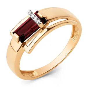 Кольцо из красного золота с гранатом