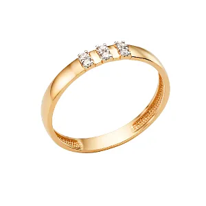 Кольцо из красного золота с фианитами