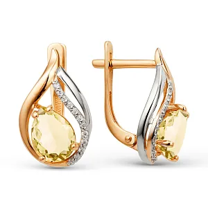 Серьги из красного золота с цитринами