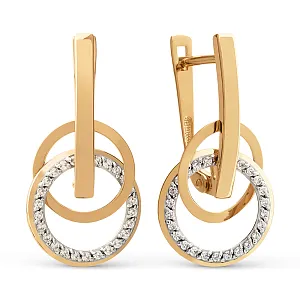 Серьги из красного золота с фианитами