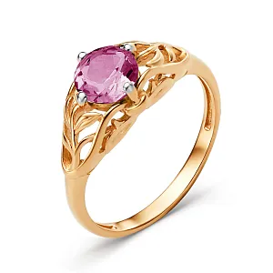 Кольцо из красного золота с корундом