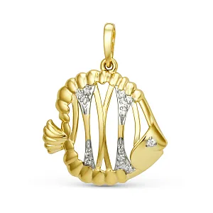 Подвеска из желтого золота с фианитами