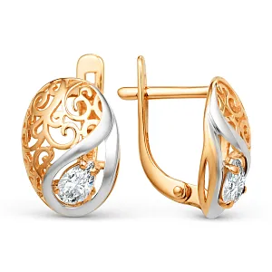 Серьги из красного золота с фианитами