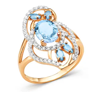 Кольцо из красного золота с swiss топазами