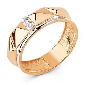 Кольцо из красного золота с фианитами