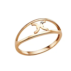 Кольцо из красного золота с фианитом