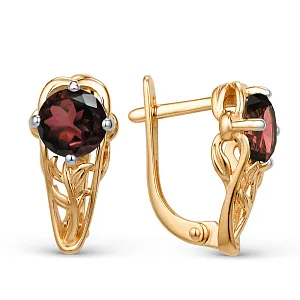 Серьги из красного золота с гранатами