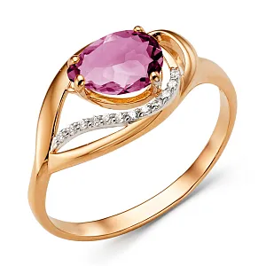 Кольцо из красного золота с корундом