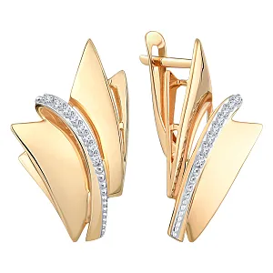 Серьги из красного золота с фианитами