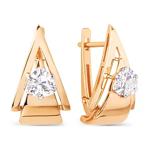 Серьги из красного золота с фианитами