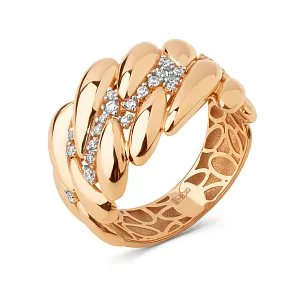 Кольцо из красного золота с фианитами