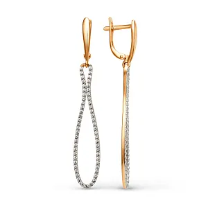 Серьги из красного золота с фианитами