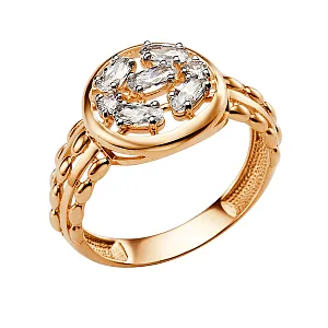 Кольцо из красного золота с фианитами