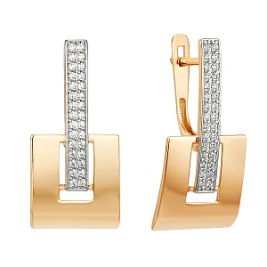 Серьги из красного золота с фианитами