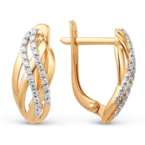 Серьги из красного золота с фианитами