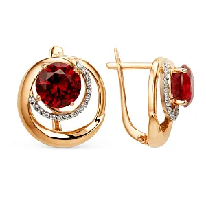 Серьги из красного золота с корундами