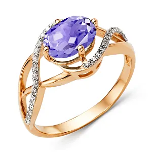 Кольцо из красного золота с аметистом