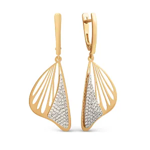 Серьги из красного золота с фианитами