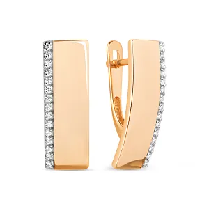 Серьги из красного золота с фианитами