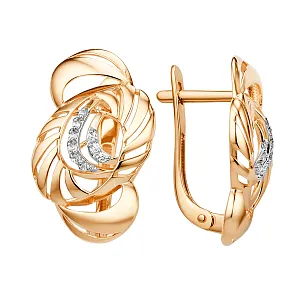 Серьги из красного золота с фианитами