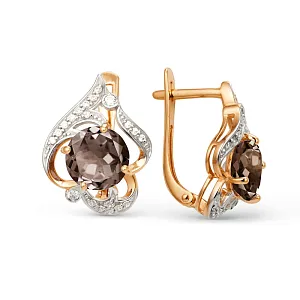 Серьги из красного золота с раухтопазами