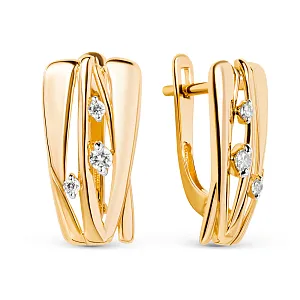 Серьги из красного золота с фианитами