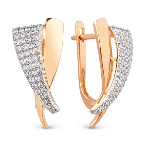 Серьги из красного золота с фианитами