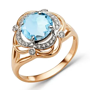 Кольцо из красного золота с топазом