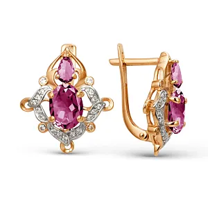 Серьги из красного золота с корундами