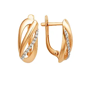 Серьги из красного золота с фианитами