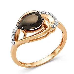 Кольцо из красного золота с раухтопазом