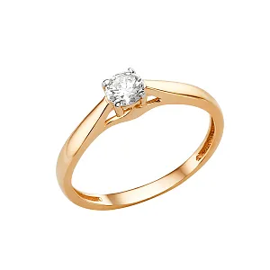 Кольцо из красного золота с фианитом