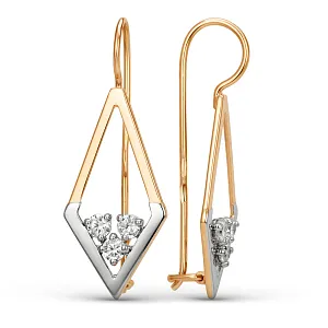 Серьги из красного золота с фианитами