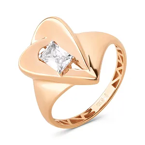 Кольцо из красного золота с фианитом